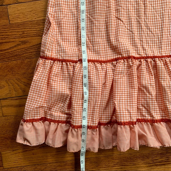 Vintage 70s 80s Sears Jr Bazaar Prairie Cottage Style Gingham Dress Size M/L - Picture 7 of 8